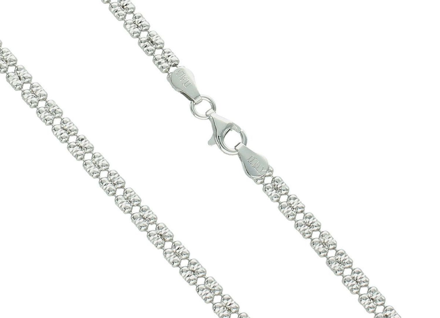 Naszyjnik srebrny z grawerowanymi kuleczkami w geometrycznym układzie - rozmiar 42cm.jpg